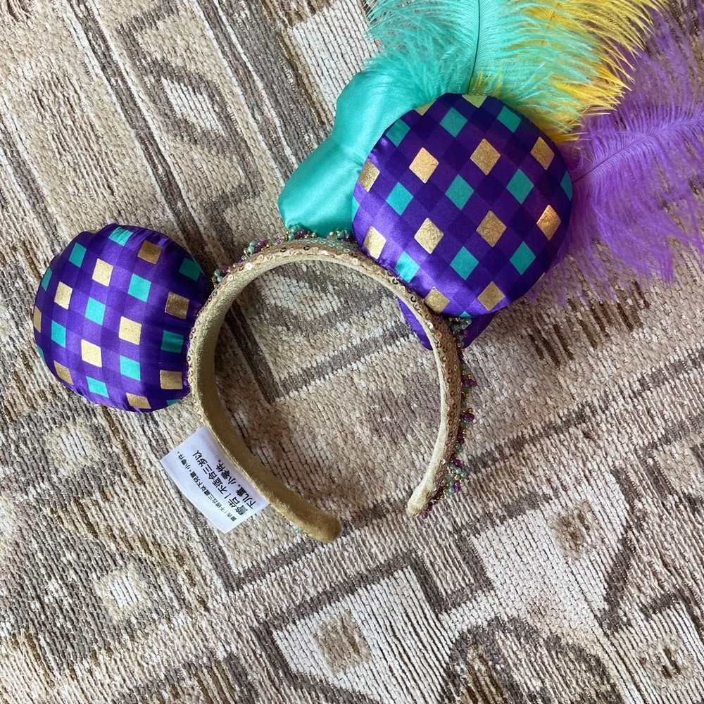 Disney Parks Minnie Mouse Mardi Gras Ears Headband New - Picture 7 of 7